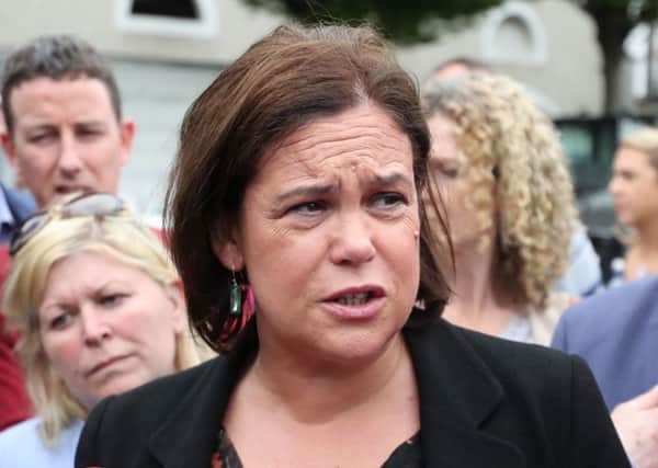 Sinn Féin leader Mary Lou McDonald facing the media on Saturday