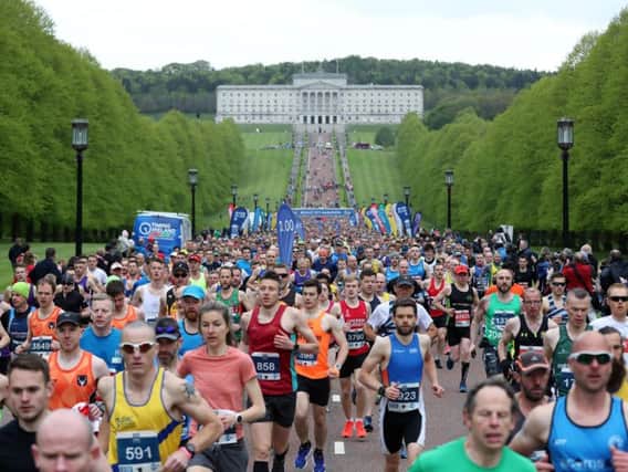 General view of the start of the Deep RiverRock Belfast City Marathon at the Stormont Estate, Belfast.