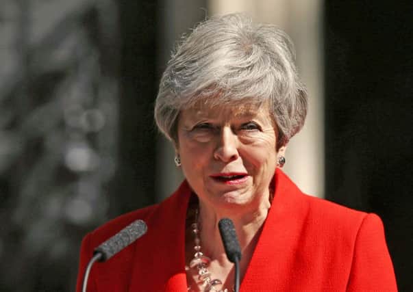 Prime Minister Theresa May making a statement outside 10 Downing Street, Friday May 24, 2019