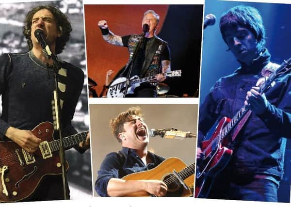 The Workers Beer Co will be at concerts featuring (clockwise from left) Snow Patrol, Metallica, Noel Gallagher and Mumford and Sons