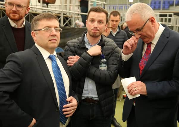 UUP leader Robin Swann (left) pictured at the European election count with Danny Kenney (right) .
Picture: Jonathan Porter/PressEye