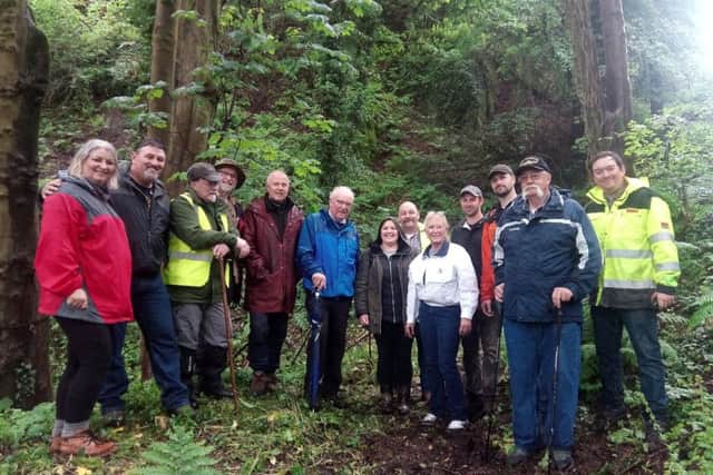 Relatives of some of the US airmen who lost their lives along with Cave Hill Conservation Campaign volunteers and Will Lindsay and Alfie Montgomery
