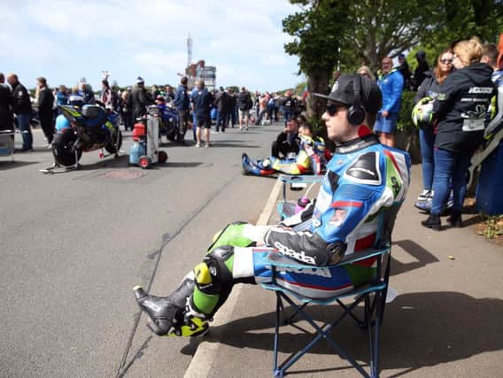 Daley Mathison pictured prior to the start of the RST Superbike race at the Isle of Man TT on Monday morning.