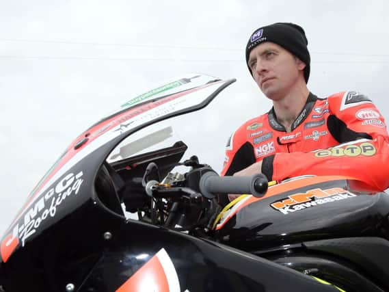 KMR Kawasaki rider Derek McGee crashed at Greeba Castle during practice for the Lightweight race at the Isle of Man TT on Monday.