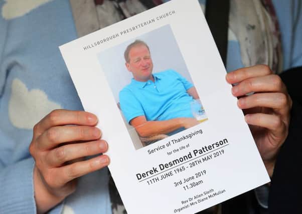 The funeral of Derek Patterson took place in Hillsborough on Monday morning. Photograph: Pacemaker