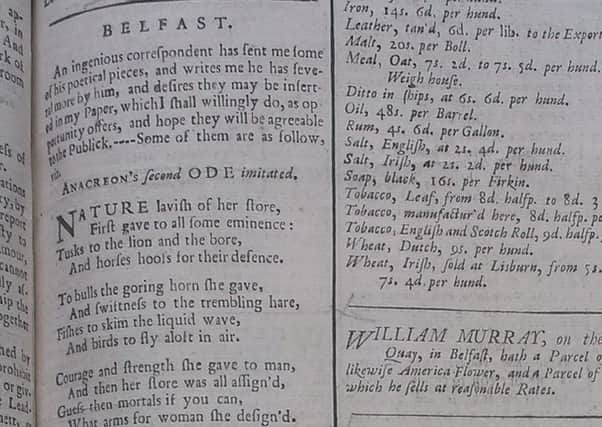 The Belfast News Letter of May 25 1739 (which is June 5 in the modern calendar)