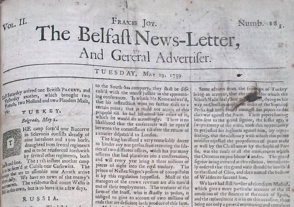 The Belfast News Letter of May 29 1739 (June 9 in the modern calendar):