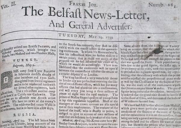 The Belfast News Letter of May 29 1739 (June 9 in the modern calendar):