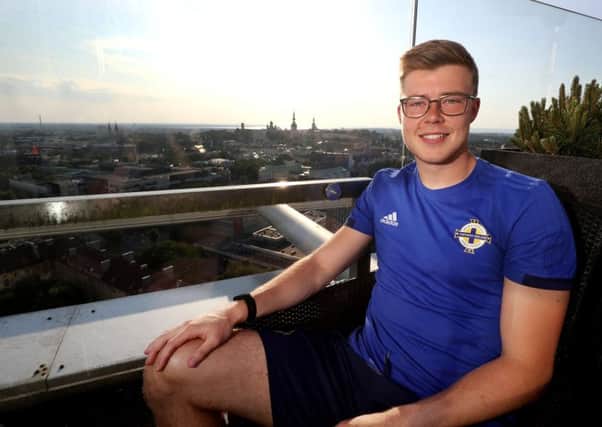 Northern Ireland's Bailey Peacock-Farrell at the team hotel in Tallinn. Pic by PressEye Ltd.