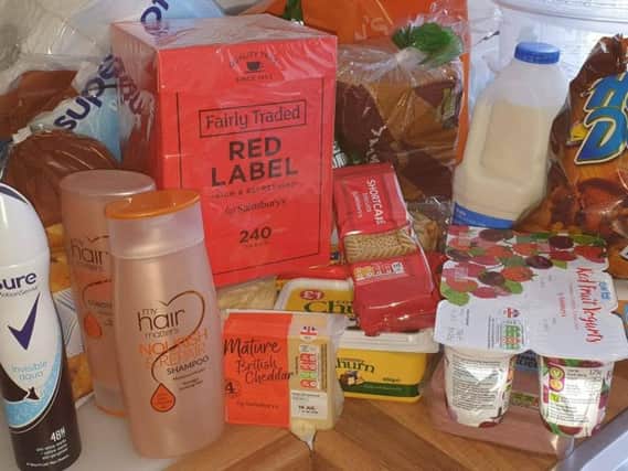 The groceries supplied by Sainsbury's.