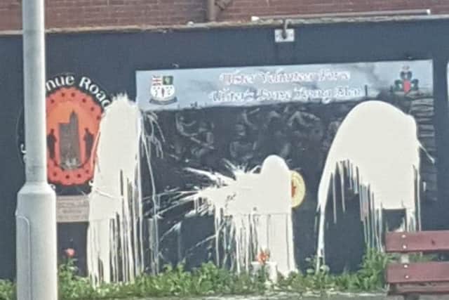 The Somme mural on Avenue Road Lurgan which was paint bombed