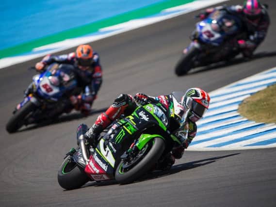 Kawasaki rider Jonathan Rea finished fourth and second in Sunday's two World Superbike races at Jerez in Spain.