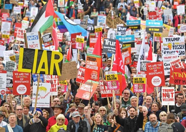 Protesters in Trafalgar Square, London on the second day of the state visit to the UK by US President Donald Trump, June 4