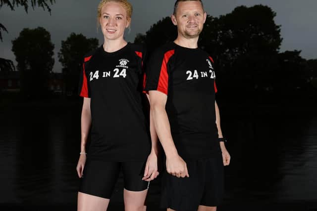 Sharon Dunn and Neil Campbell (chairman) will be among the Mallusk Harriers runners seeking to raise 10,000 for the Northern Ireland Children's Hospice by completing 24 parkuns in 24 hours.