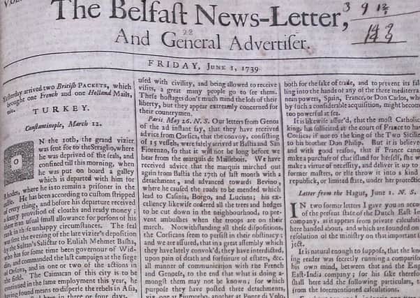The Belfast News Letter of June 1 1739 (June 12 in the modern calendar)