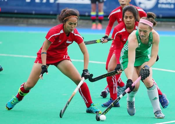 Bethany Barr on show for Ireland against Singapore in Banbridge