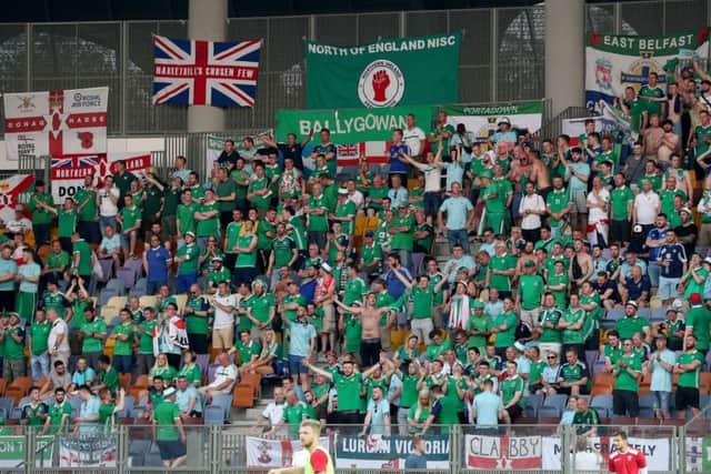 Northern Ireland fans during Tuesday night's Euro 2020 qualifier against Belarus. Photo by William Cherry/Presseye