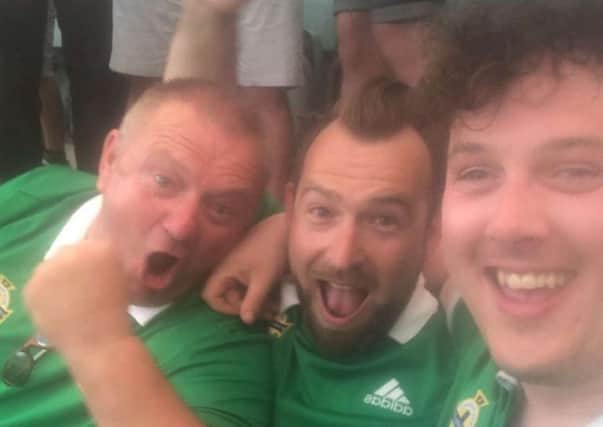 Gareth McCarter (centre) celebrates the winning goal in Estonia with Nigel McMahon and Philip Doyle