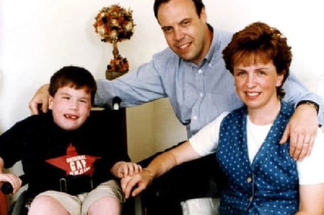 Nigel Dodds MP, Diane Dodds MEP and their son Andrew, who had spina bifida and passed away in 1998.