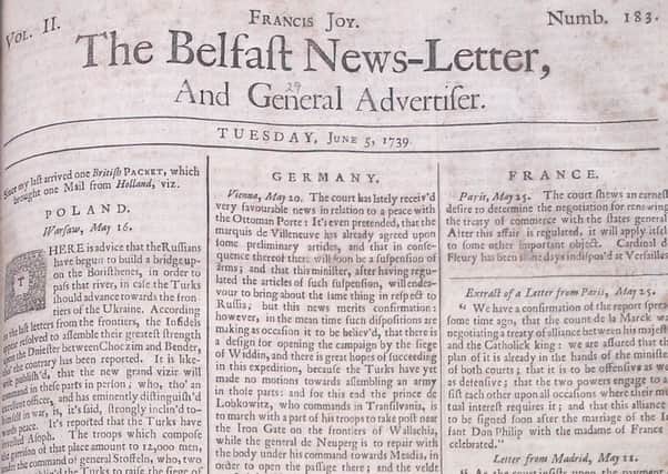 The Belfast News Letter of June 5 1739 (June 16 in the modern calendar)