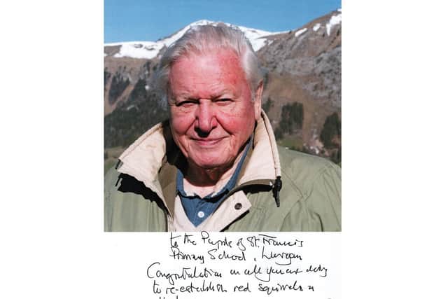 Sir David Attenborough gives the thumbs up for St Francis Primary School