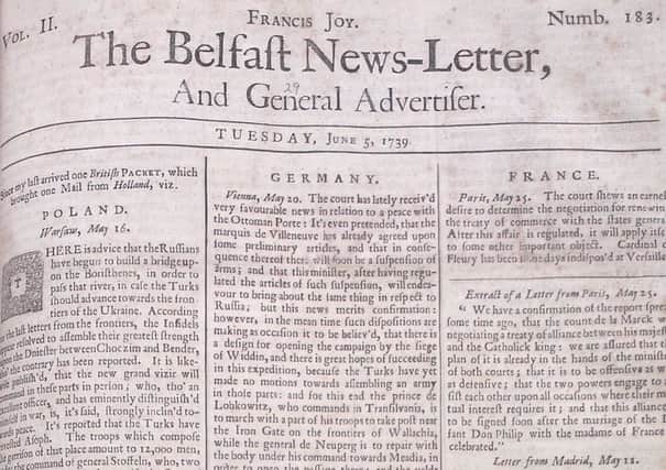 The Belfast News Letter of June 5 1739 (June 16 in the modern calendar)