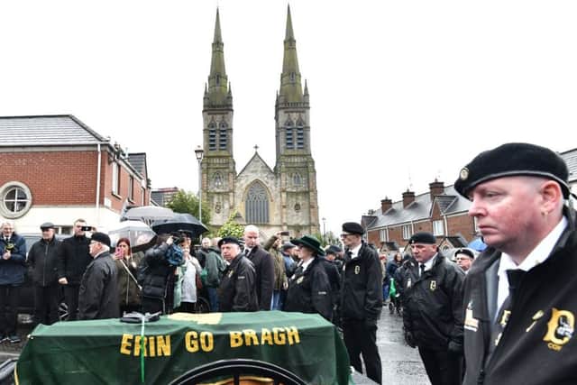 Saturday's funeral of IRA member Billy McKee at St Peter's Cathedral in west Belfast on Saturday