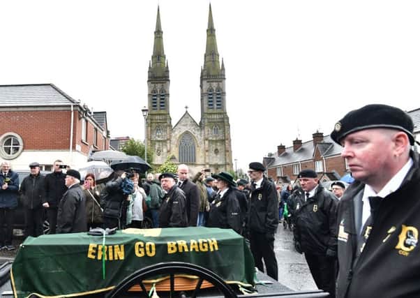 Saturday's funeral of IRA member Billy McKee at St Peter's Cathedral  in west Belfast on Saturday
