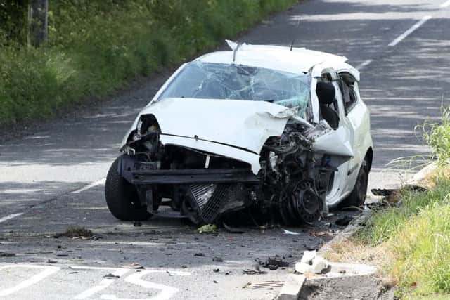 Four teenage girls have been taken to hospital following a single-vehicle crash in Bangor in the early hours of Sunday morning