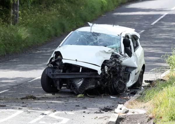 Four teenage girls have been taken to hospital following a single-vehicle crash in Bangor in the early hours of Sunday morning