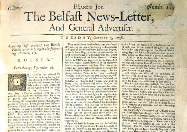 The Belfast News Letter of October 3 1738 (which is October 14 in the modern calendar). The paper was founded a year earlier, in September 1737, and is the oldest English language daily newspaper in the world. But this is the oldest surviving edition, so it is therefore the earliest existing copy of the oldest language English daily