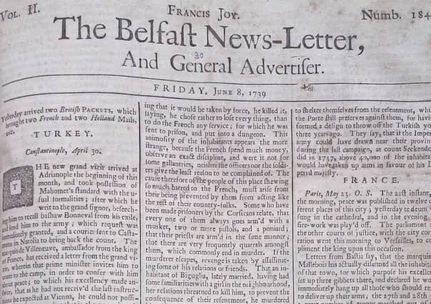The Belfast News Letter of June 8 1739 (June 19 in the modern calendar)