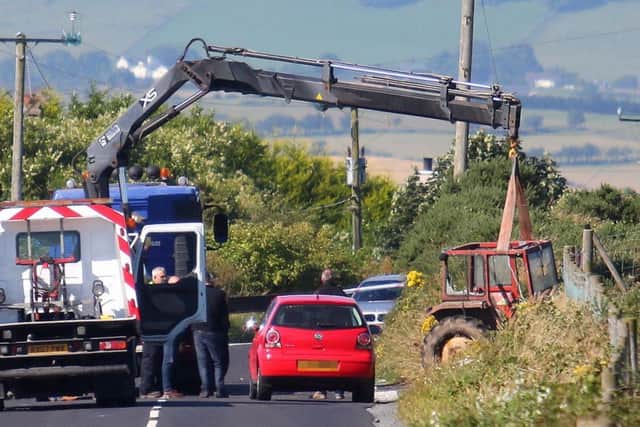 The scene  on the Bryansford Road in Hilltown after the accident in August 2016