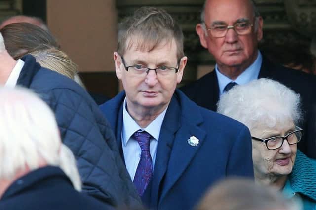 Willie Frazer at the 25th Shankill Bomb memorial service at West Kirk Presbyterian Church on the Shankill Road in 2018. Photo: Jonathan Porter/PressEye