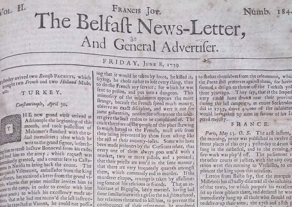 The Belfast News Letter of June 8 1739 (June 19 in the modern calendar)