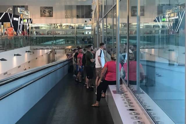 Some of the stranded Ryanair passengers who were unable to get onto their Belfast flight
