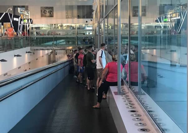 Some of the stranded Ryanair passengers who were unable to get onto their Belfast flight