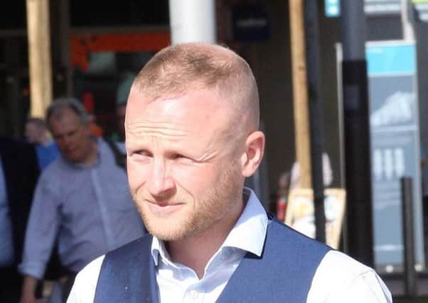 Jamie Bryson at the High Court during the initial ruling. Photo: Press Eye.