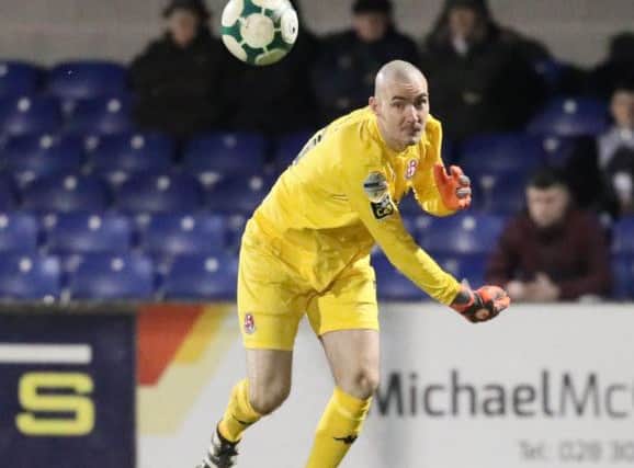 Former Derry City goalkeeper Gerard Doherty on show for Crusaders. Pic by Pacemaker.