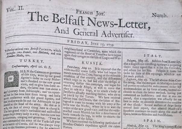 The Belfast News Letter of June 15 1739 (June 26 in the modern calendar)