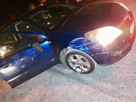 PSNI picture of the damaged car in Coalisland.