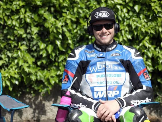 English rider Daley Mathison pictured before the start of the ill-fated Superbike race at this year's Isle of Man TT.