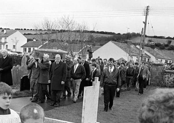 The funeral of Peter McCormack, who was murdered by the UVF at a bar in Kilcoo in 1992