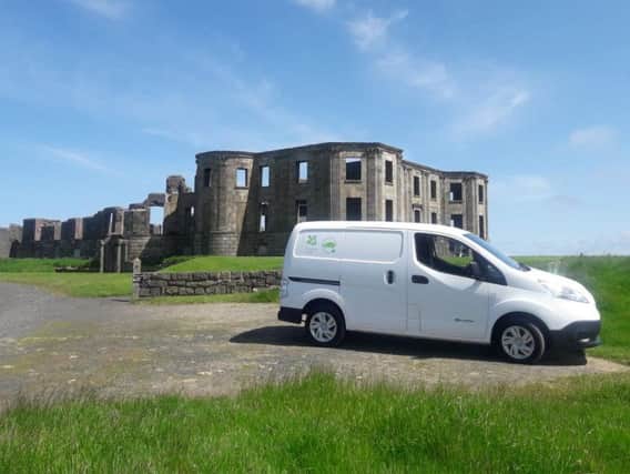 The new electric van at the National Trust site at Mussenden Temple