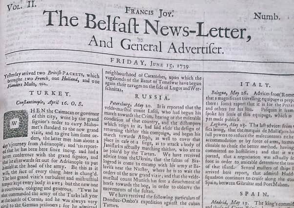 The Belfast News Letter of June 15 1739 (June 26 in the modern calendar)