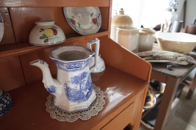 Artefacts on display in the cottage.