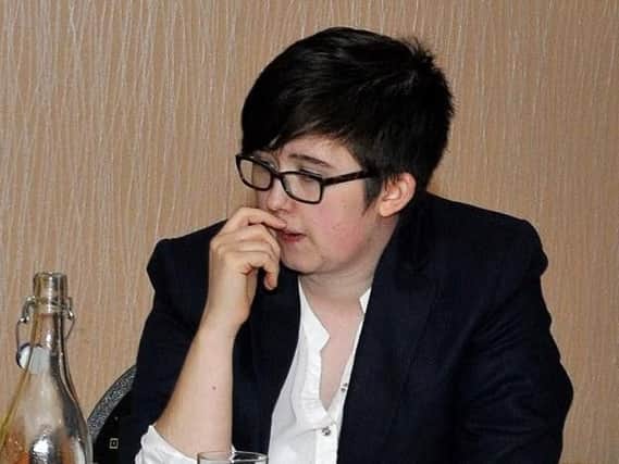 Lyra McKee at a public event in Londonderry a number of years ago