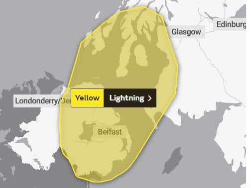 Yellow warning for lightening