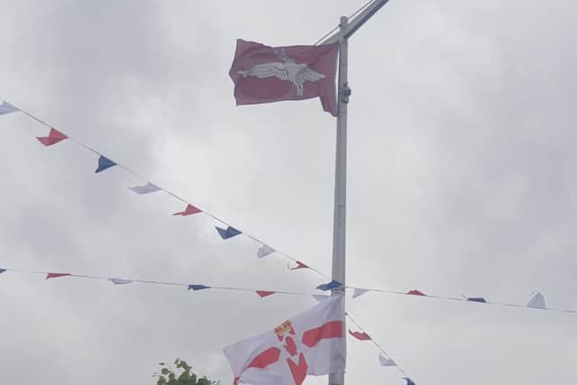 Parachute Regiment flag flying in the centre of Lurgan this morning (Monday July 1 2019)
