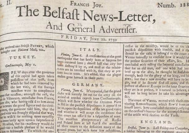 The Belfast News Letter of June 22 1739 (July 3 in the modern calendar)